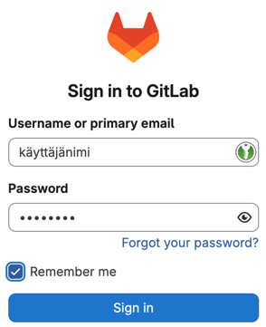 GitLab sisäänkirjautumissivu